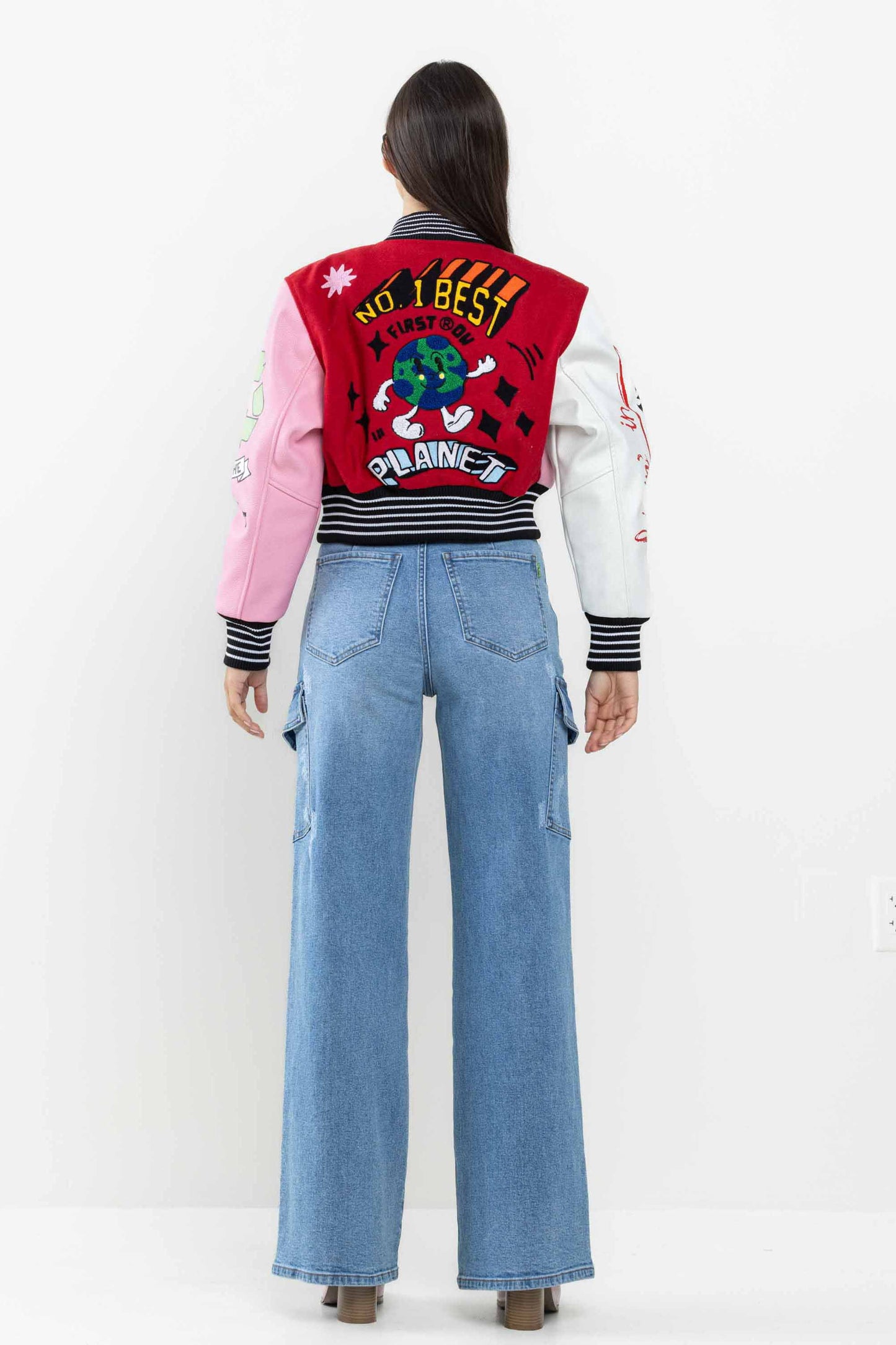 Planet Cropped Varsity Jacket