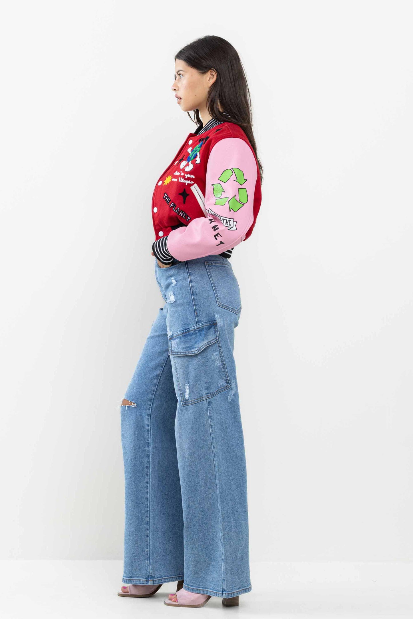 Planet Cropped Varsity Jacket