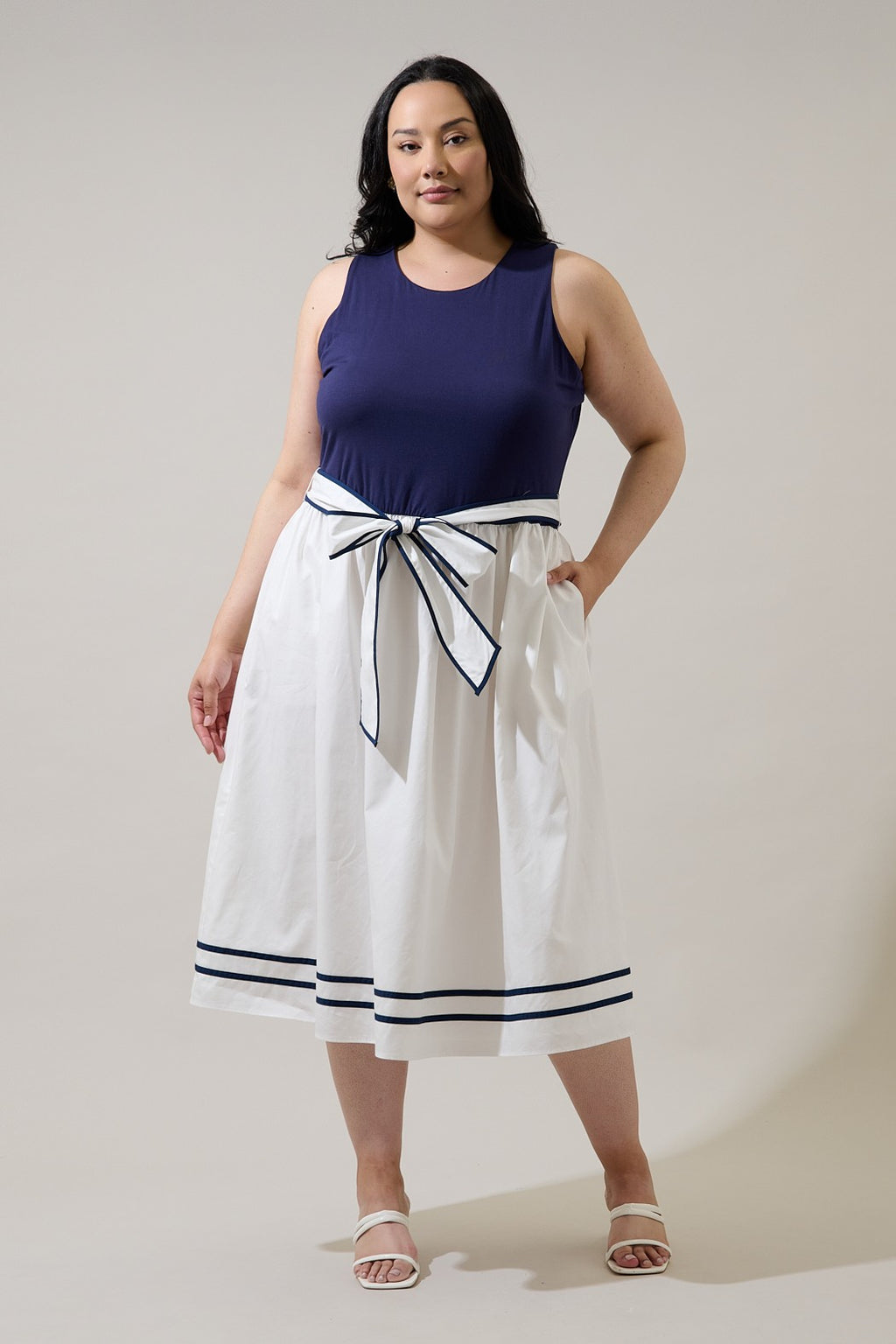 Mavie Color Block Midi Dress Curve